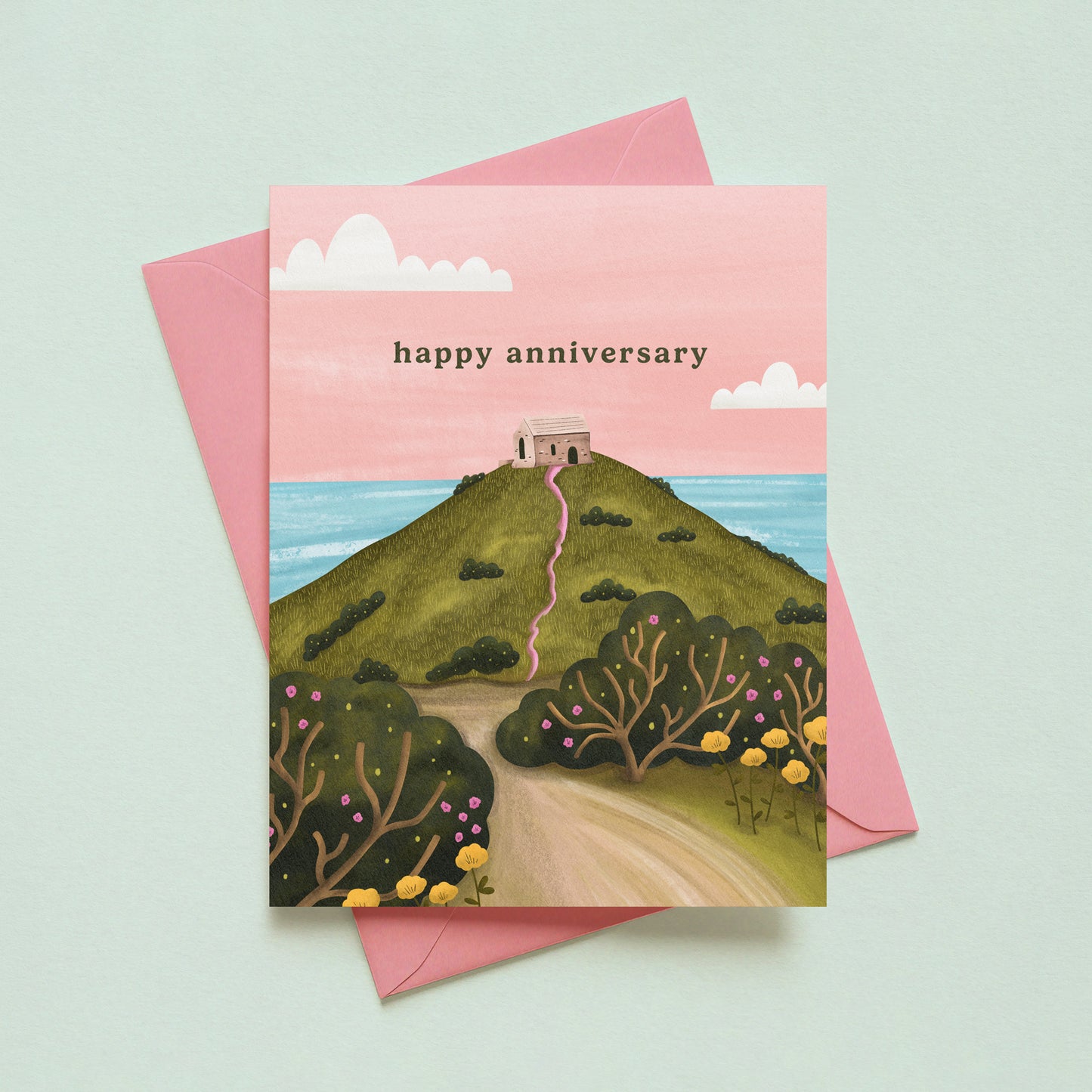 Happy Anniversary Cornwall Landscape Card