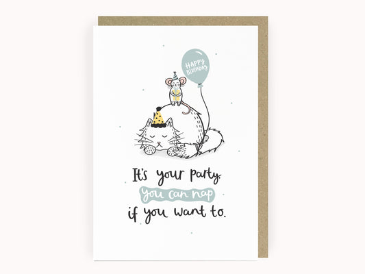 It's Your Party Funny Cat Birthday Card