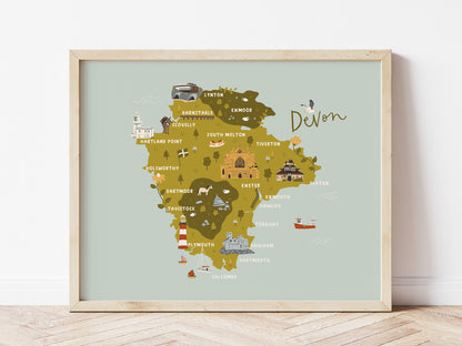 Devon Illustrated Map Print