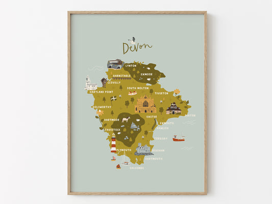 Devon Illustrated Map Print
