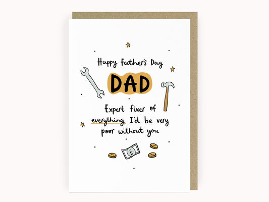 Expert fixer DIY dad father's day card by Abbie Imagine