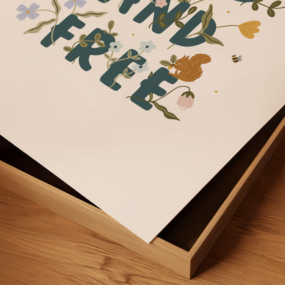 Close up of Wild and free nursery print by Abbie Imagine