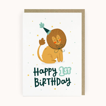 Safari Lion 1st Birthday Card
