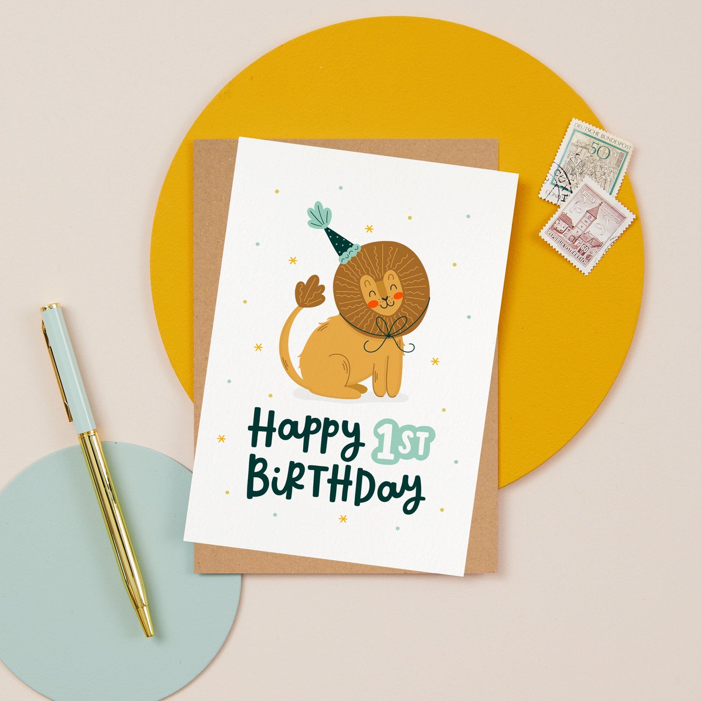 Safari Lion 1st Birthday Card