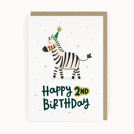 Safari Zebra 2nd Birthday Card