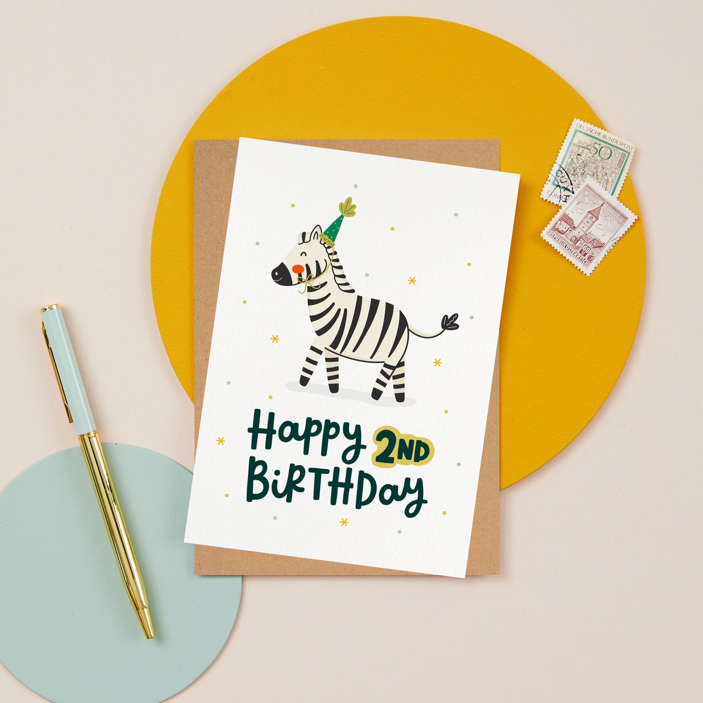 Safari Zebra 2nd Birthday Card