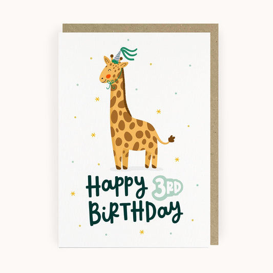 Safari Giraffe 3rd Birthday Card
