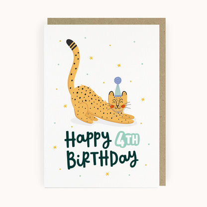 Safari Cheetah 4th Birthday Card