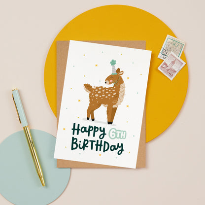 Deer 6th Birthday Card