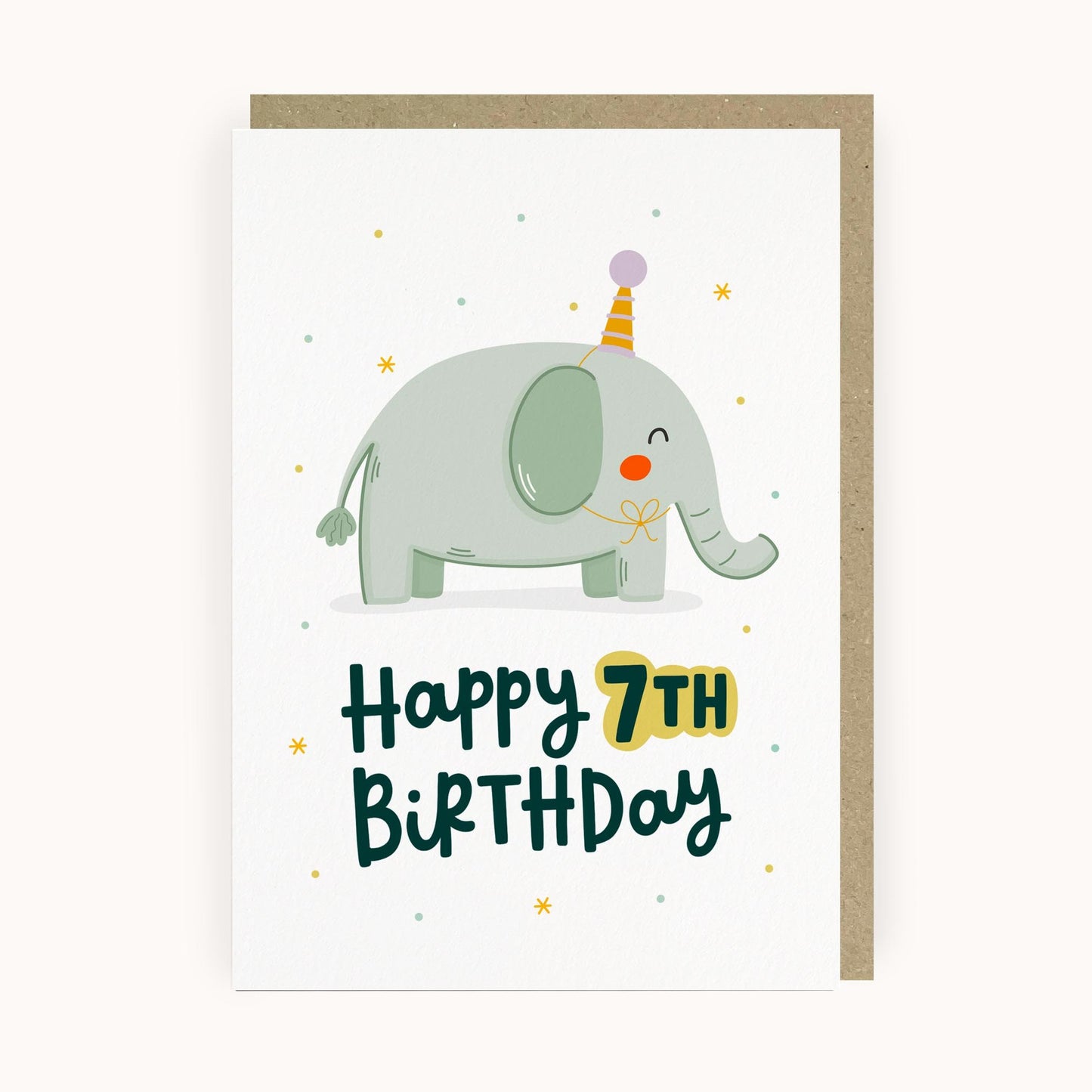 Safari Elephant 7th Birthday Card