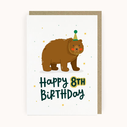 Bear 8th Birthday Card