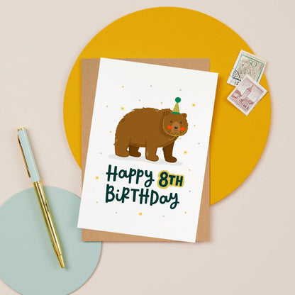 Bear 8th Birthday Card