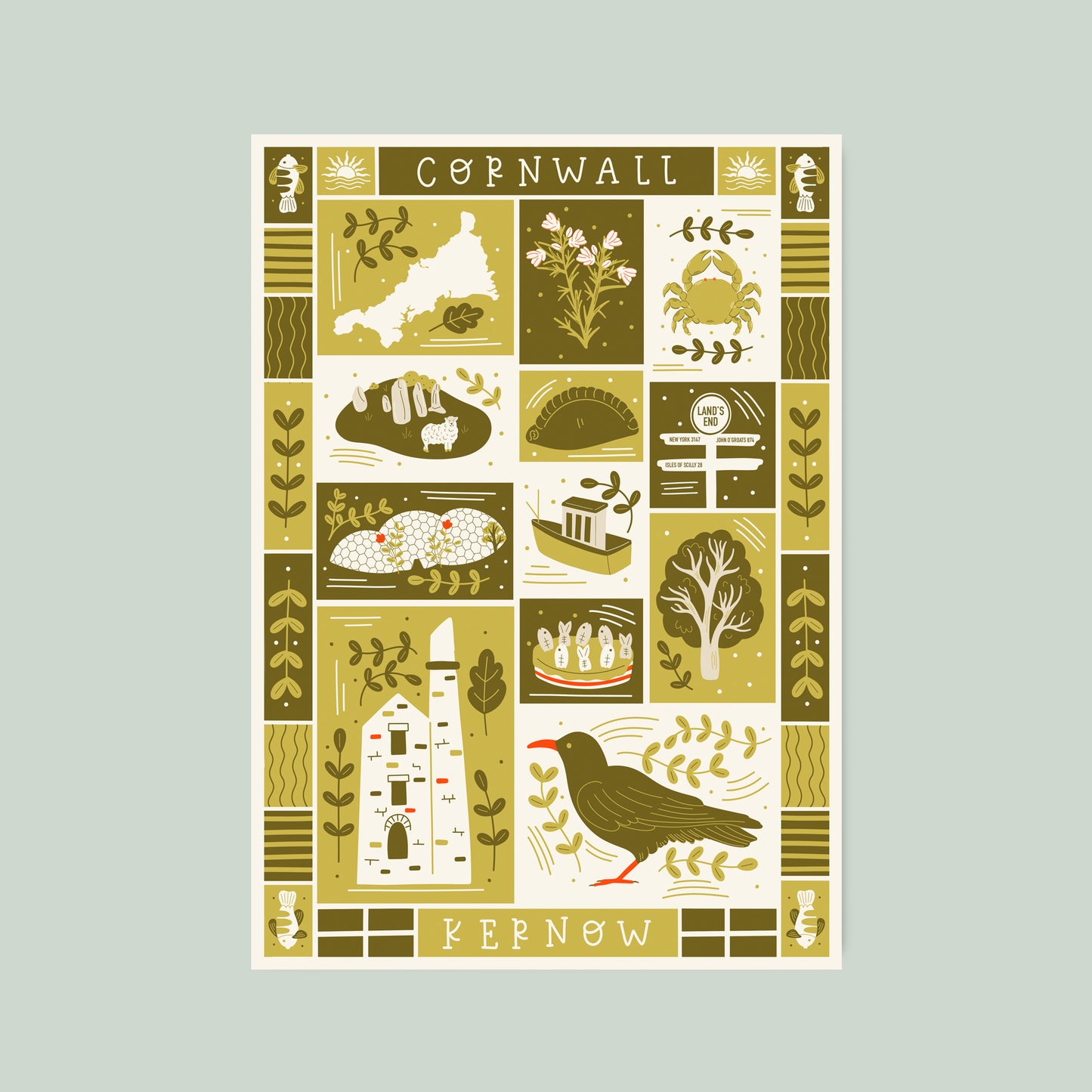 Cornwall Illustrated Print