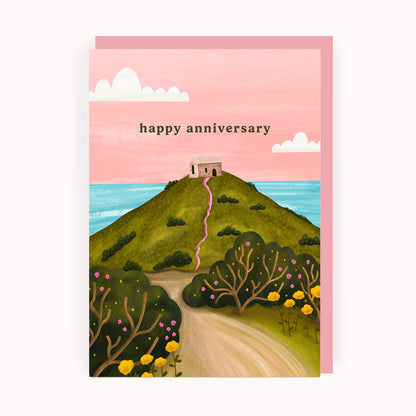 Happy Anniversary Cornwall Landscape Card