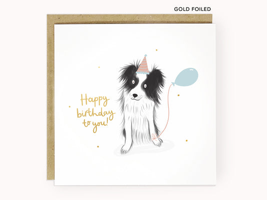 Birthday Collie Gold Foiled Birthday Card Seconds Sale by Abbie Imagine