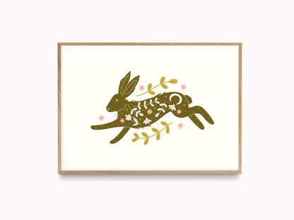 Floral Hare Print