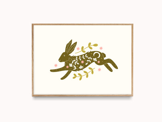 Floral Hare Print
