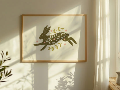 Floral Hare Print