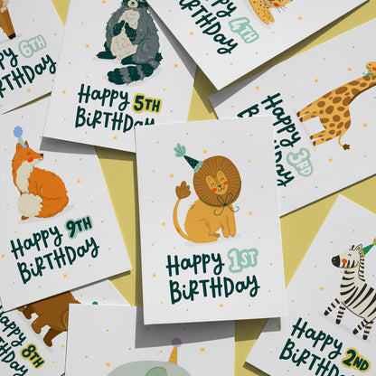 Safari Lion 1st Birthday Card