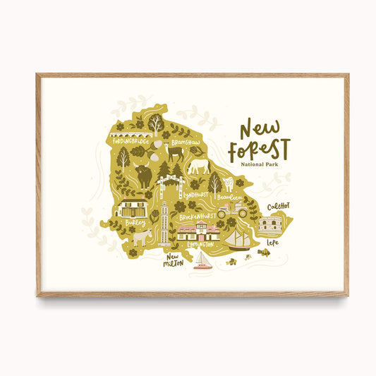 Illustrated Map of the New Forest Print