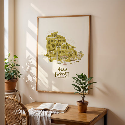 Illustrated Map of the New Forest Print