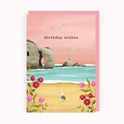 Birthday Wishes Cornwall Seascape Card
