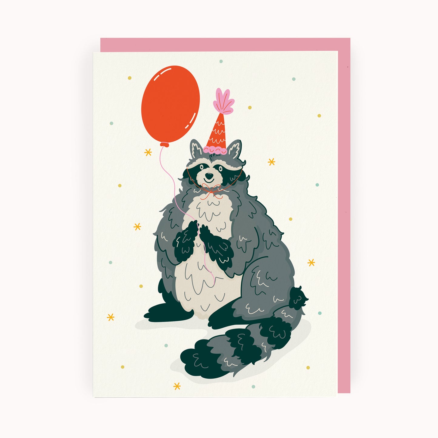 Raccoon Balloon Birthday Card