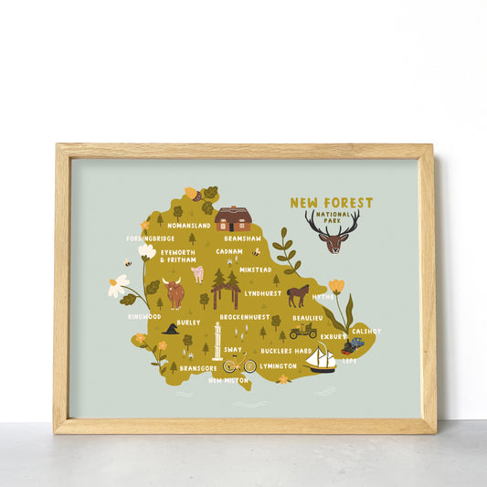 New Forest Illustrated Map Print
