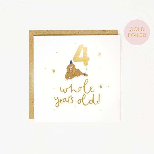 4th birthday card with cocker spaniel dog seconds sale by Abbie Imagine