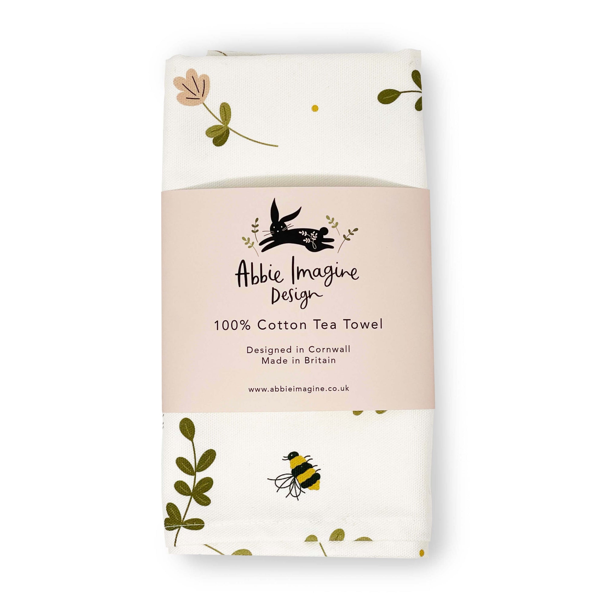 Packaging for Bees and flowers tea towel by Abbie Imagine