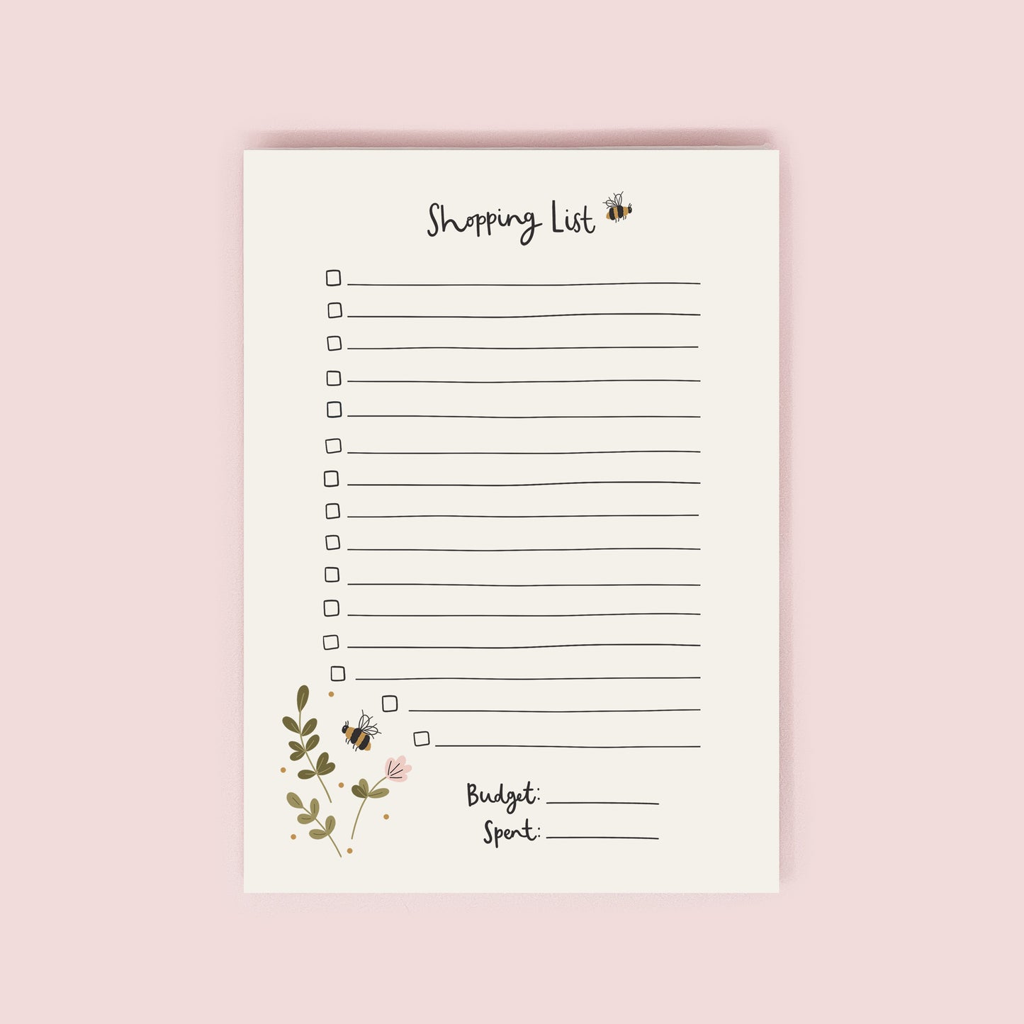 Bees and florals shopping list notepad by Abbie Imagine