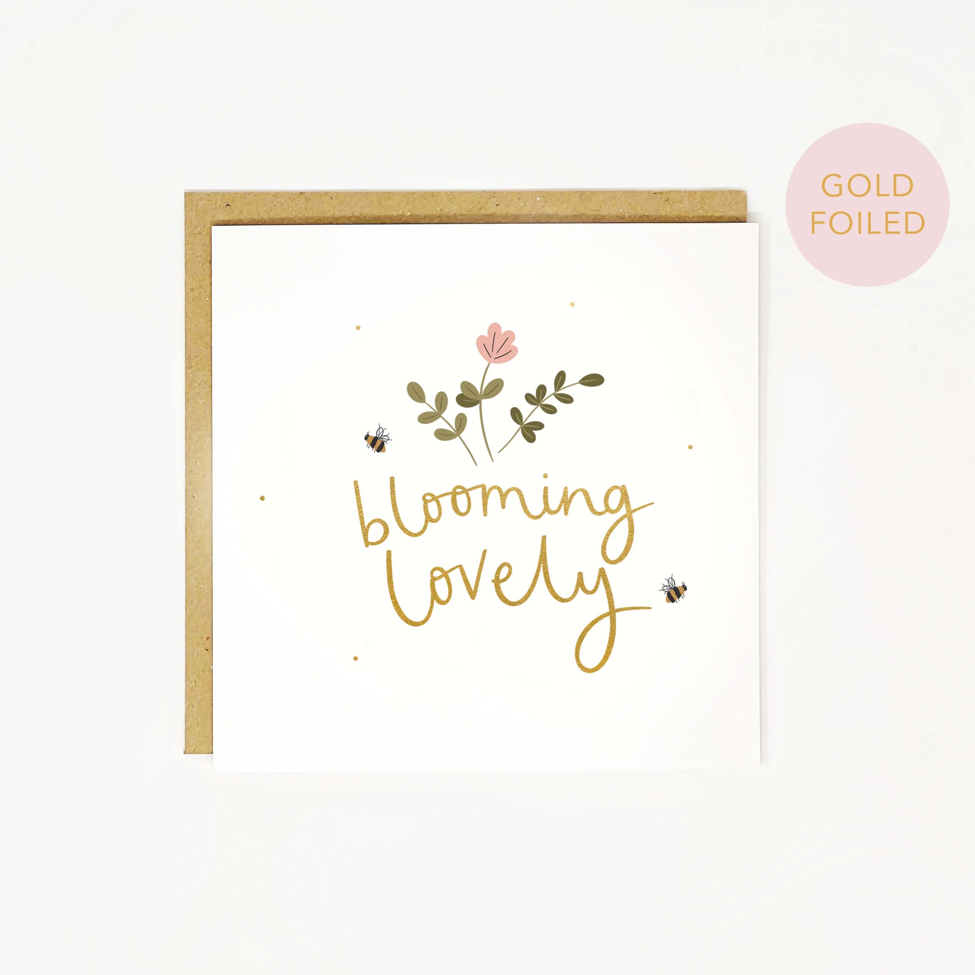 Blooming lovely gold foiled bee card seconds sale by Abbie Imagine