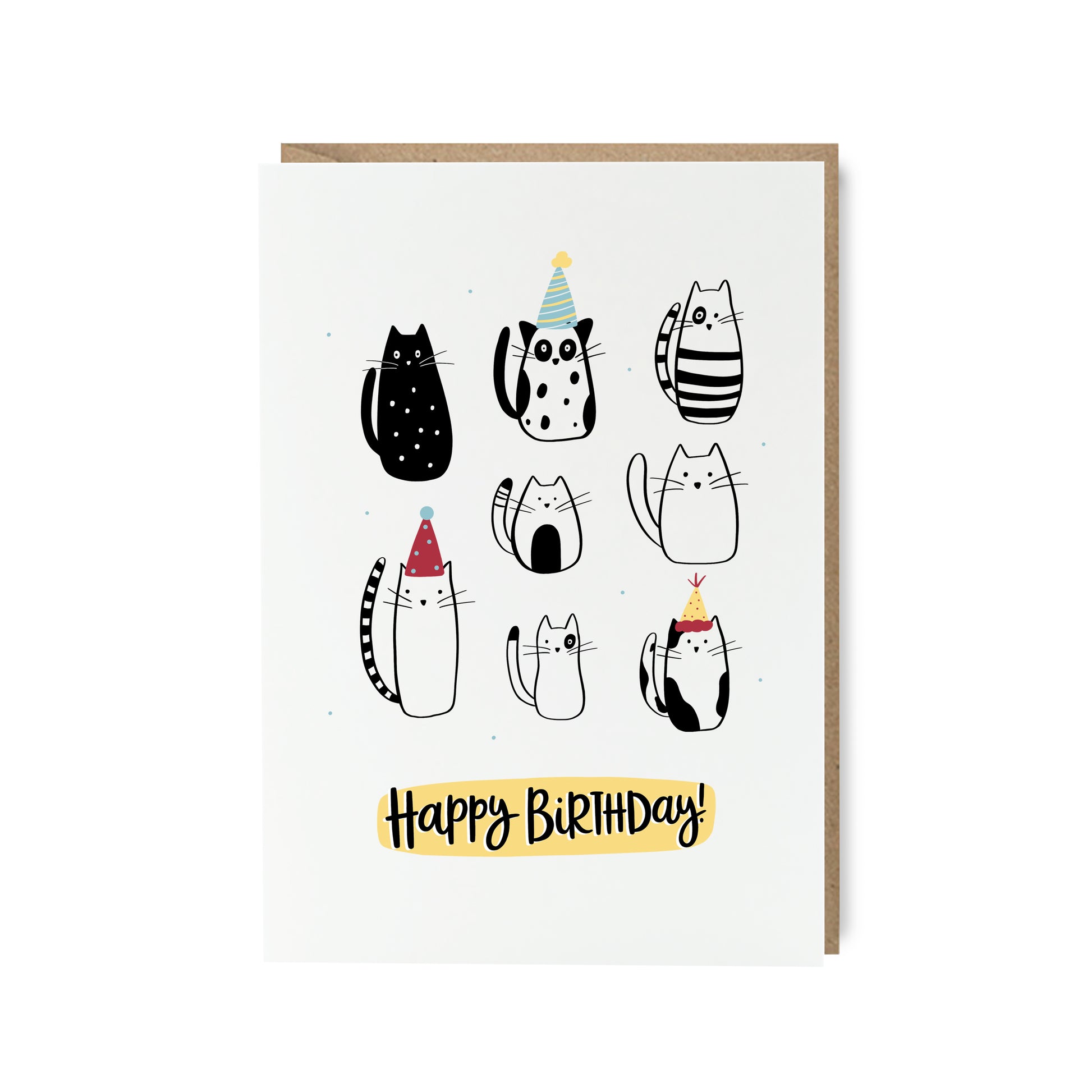 Cute illustrated cat birthday card by Abbie Imagine