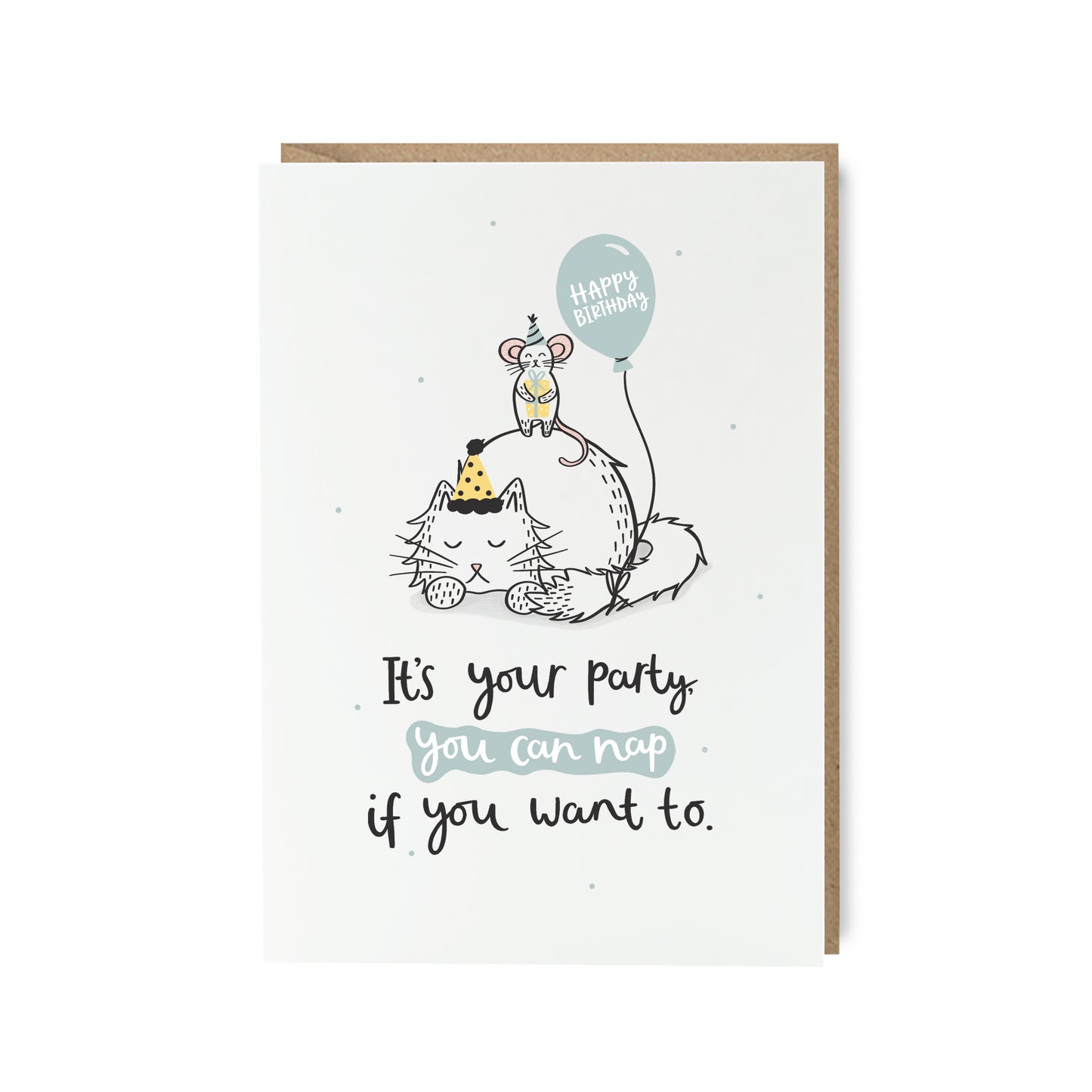 It's your party cat nap funny birthday card by abbie imagine