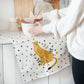 Cheetah polka dot tea towel by Abbie Imagine