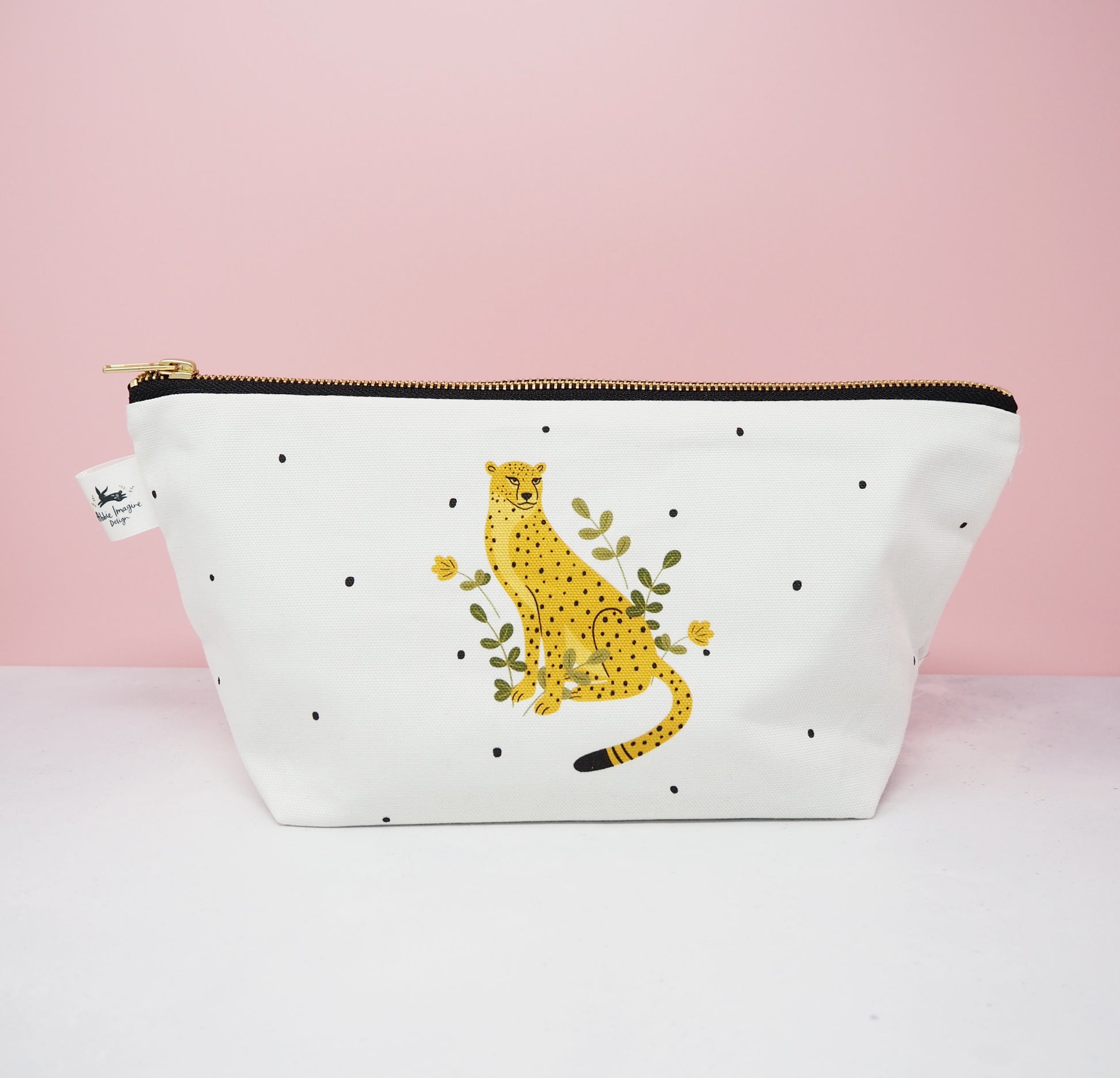 Cheetah polka dot cosmetic bag by Abbie Imagine