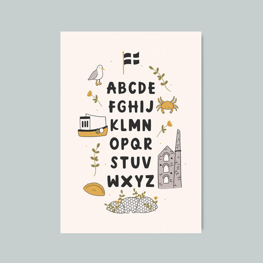 Cornwall ABC Children's Learning Print by Abbie Imagine