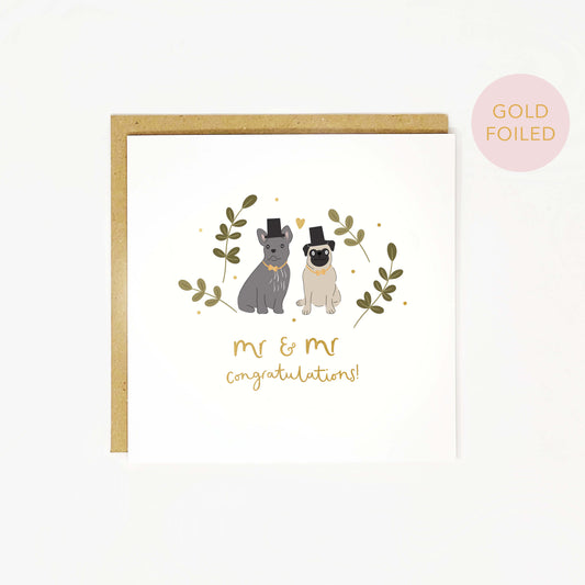 Mr and Mr wedding card with pug and french bulldog seconds sale by Abbie Imagine