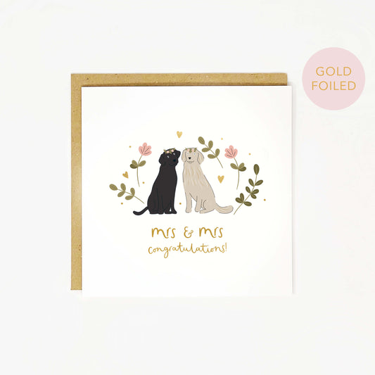 Mrs and Mrs Wedding Card with labradors seconds sale by Abbie Imagine